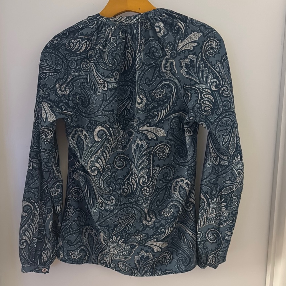 Michael Kors Blue, Navy & White Paisley Button-Up Blouse - Picture 2 of 2